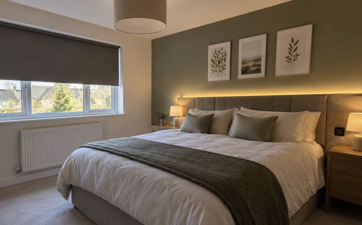 Bedroom with smart lighting scenes
