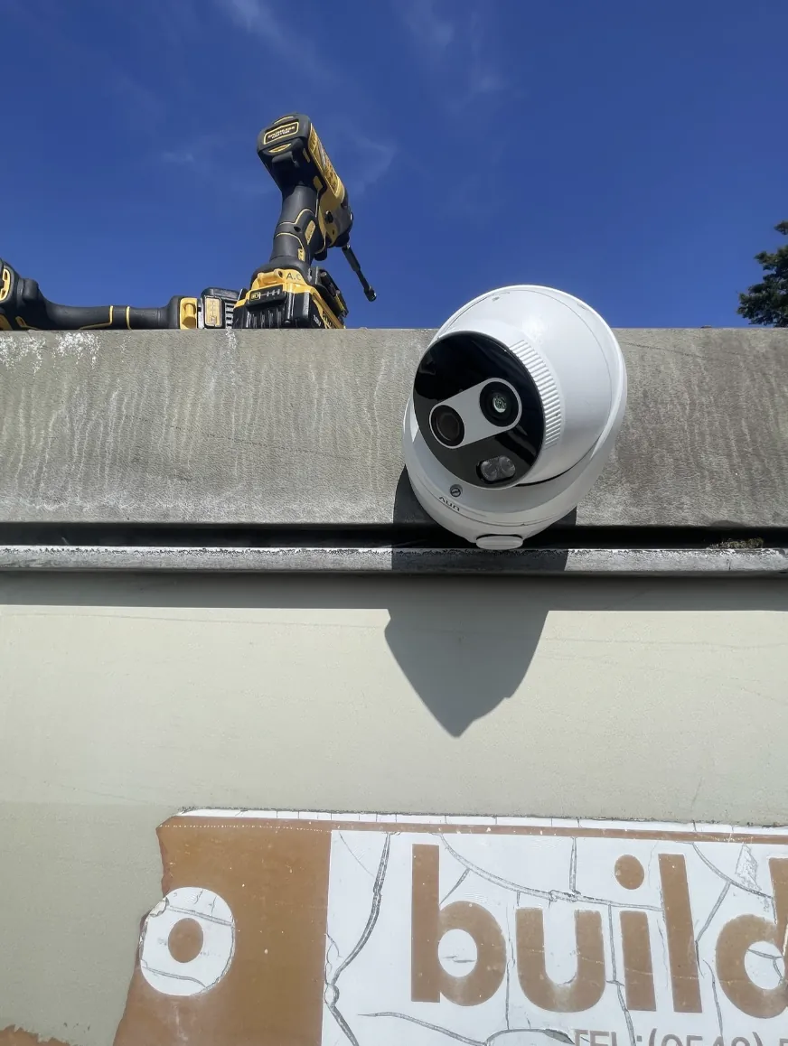 Camera and cabling installed at a business lockup