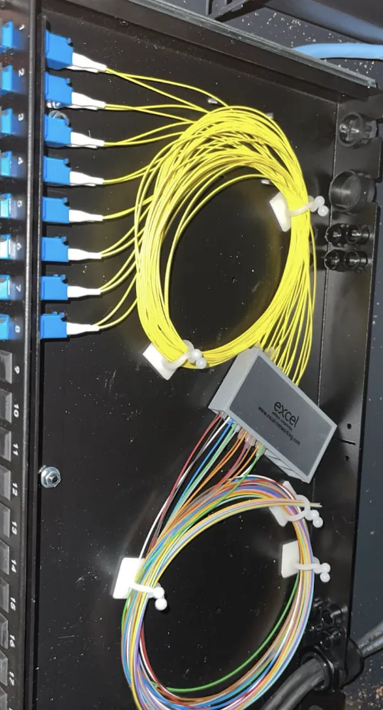 Fibre patch panel in a cabinet