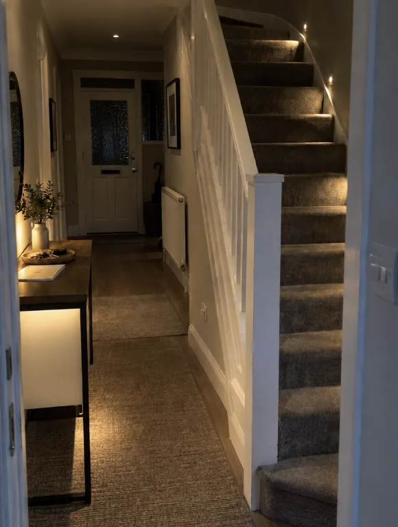 Smart LED strip lighting fitted to a staircase