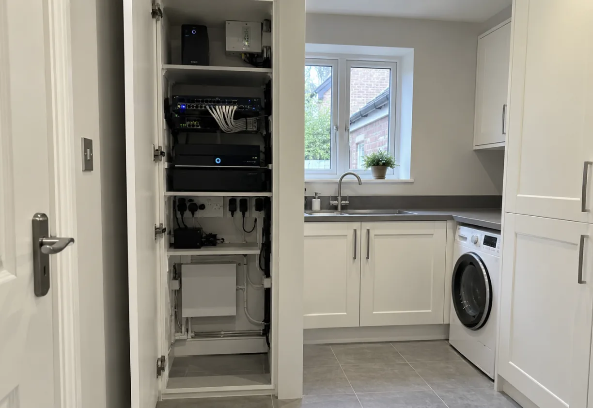 Network cabinet in a utility room